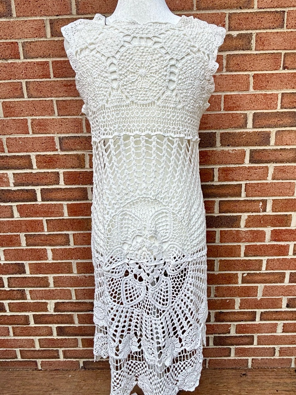 ZAFUL White Crochet Lace Boho Cover Up Dress Women’s One Size NWT Hippie